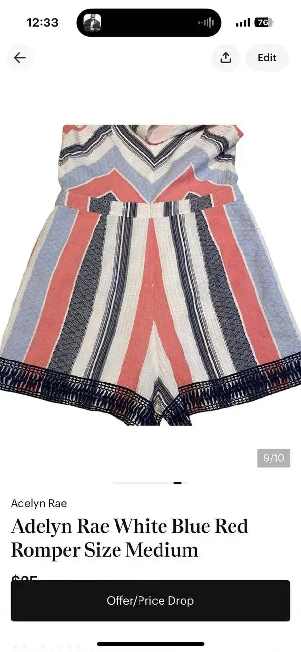 Adelyn Rae Striped Chevron Romper Size Medium - Picture 9 of 10